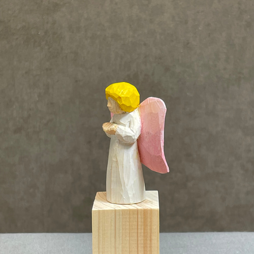 天使（No6）木彫り，彫刻，天然木，置物 彫刻 Heartwood 木彫り
