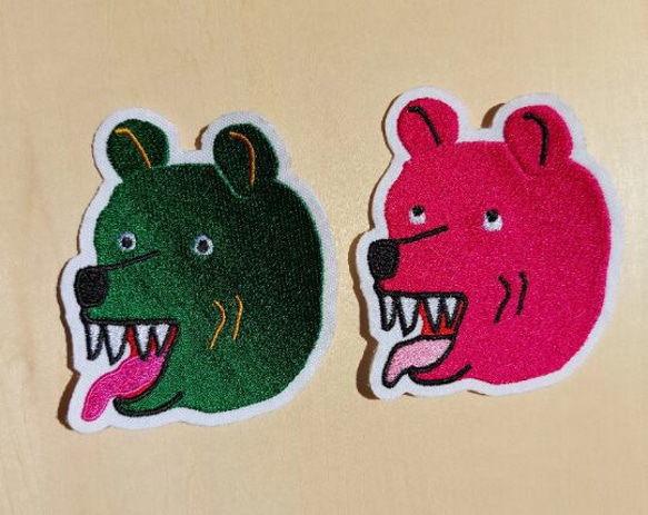 コーヒー熊  ワッペン 刺繍 パッチ ホームメイド 面白い アップリケ 動物 カラフル 4枚目の画像