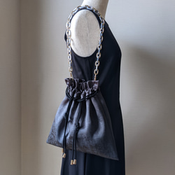 ブラック　巾着チェーンポーチバッグ　ノベルティ ブラック 巾着チェーンポーチバッグ ノベルティ