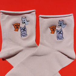 集合 ピンク グレー ソックス ショート丈 刺繍 可愛い かわいい カワイイ 靴下 動物 オリジナル レディース 12枚目の画像