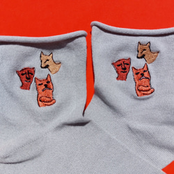 集合 ピンク グレー ソックス ショート丈 刺繍 可愛い かわいい カワイイ 靴下 動物 オリジナル レディース 8枚目の画像