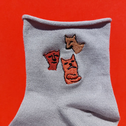 集合 ピンク グレー ソックス ショート丈 刺繍 可愛い かわいい カワイイ 靴下 動物 オリジナル レディース 5枚目の画像