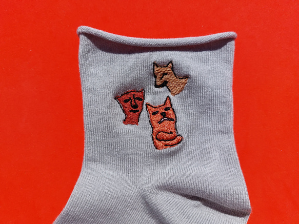 集合 ピンク グレー ソックス ショート丈 刺繍 可愛い かわいい カワイイ 靴下 動物 オリジナル レディース 5枚目の画像
