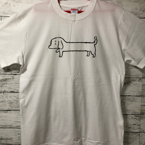 Markgong ダックスフントイラスト Tシャツ グレー 新品 Dog Print Jersey T-shirt (Pre-order) | Markgong