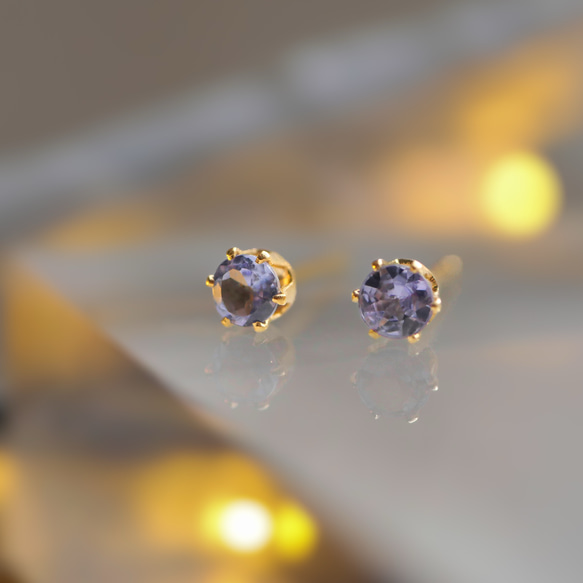 タンザナイト 一粒ピアス 12月誕生石 3mm サージカルステンレス