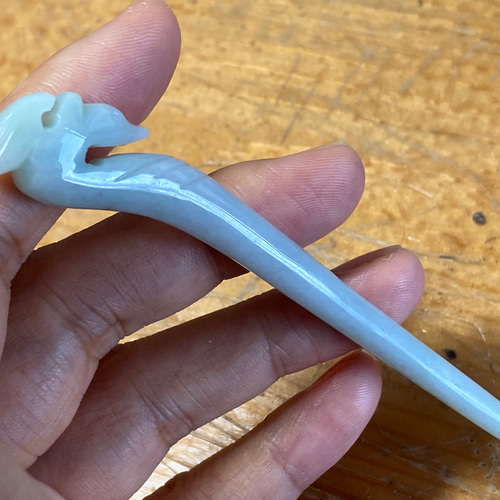 Z59 11.3CM 簪 ミャンマー産 天然 A貨 本翡翠 1本 簪 ほうおう