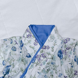 ベビー袴　ハンドメイド　ベビー着物　ブルー系花柄　青色　60 70 80サイズ 6枚目の画像