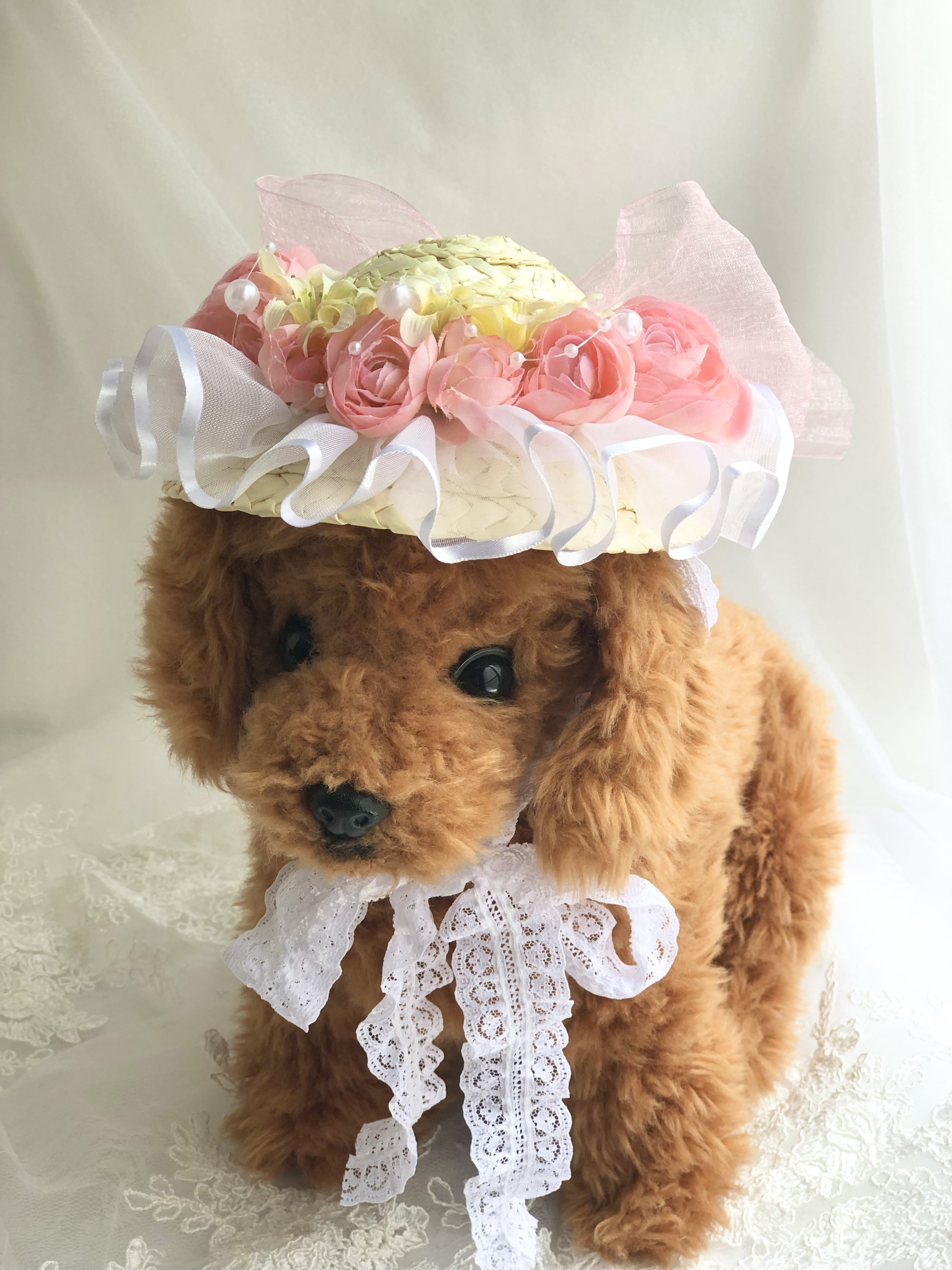 苹果さま専用　キッズ フリル付き麦わら帽子 ベージュピンク 苹果さま専用 キッズ フリル付き麦わら帽子 ベージュピンク 苹果
