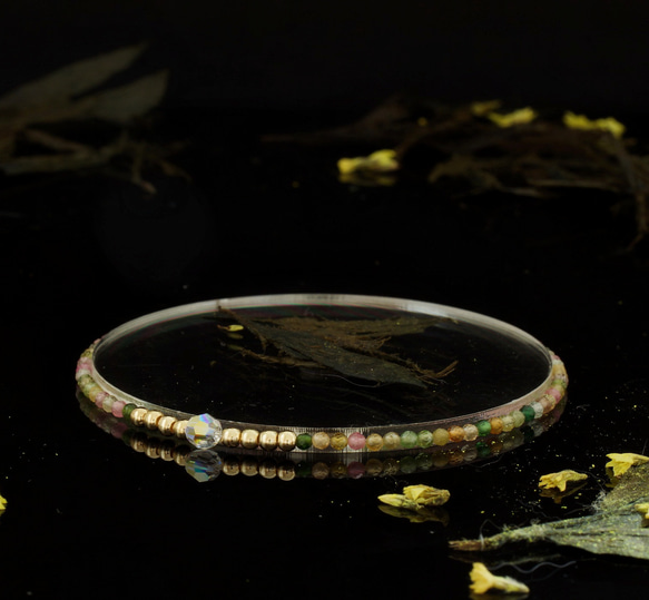 輕奢風碧璽14K包金 GF Swarovski 配珠水晶手鍊 ( Tourmaline Bracelet ) 第5張的照片