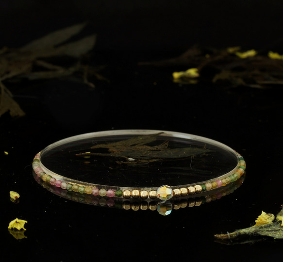 輕奢風碧璽14K包金 GF Swarovski 配珠水晶手鍊 ( Tourmaline Bracelet ) 第1張的照片