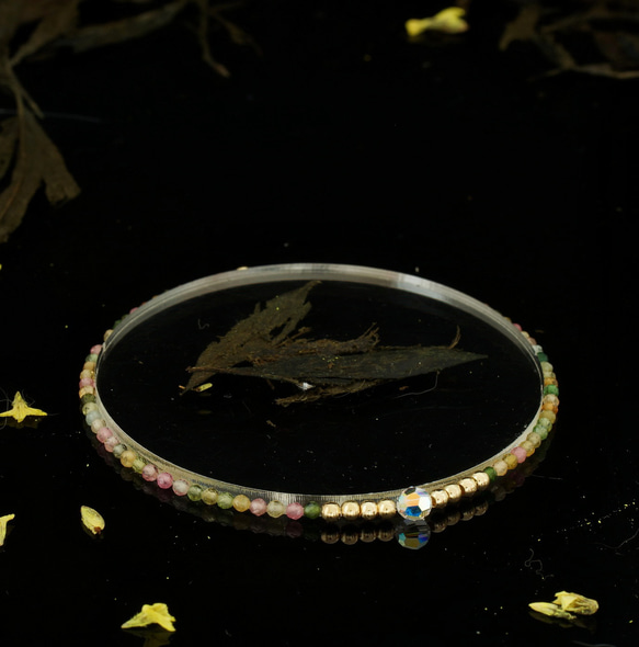 輕奢風碧璽14K包金 GF Swarovski 配珠水晶手鍊 ( Tourmaline Bracelet ) 第6張的照片