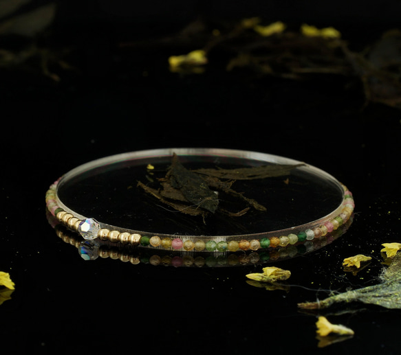 輕奢風碧璽14K包金 GF Swarovski 配珠水晶手鍊 ( Tourmaline Bracelet ) 第2張的照片