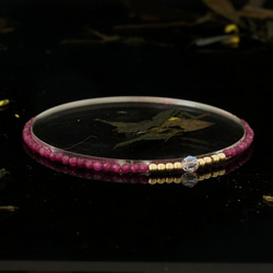 輕奢風 紅寶石 14K包金 GF Swarovski 配珠水晶手鍊 ( Ruby Bracelet ) 第1張的照片