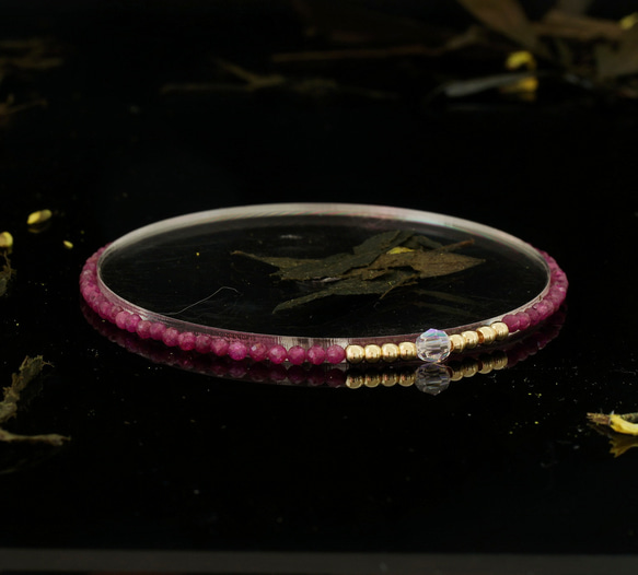 輕奢風 紅寶石 14K包金 GF Swarovski 配珠水晶手鍊 ( Ruby Bracelet ) 第1張的照片