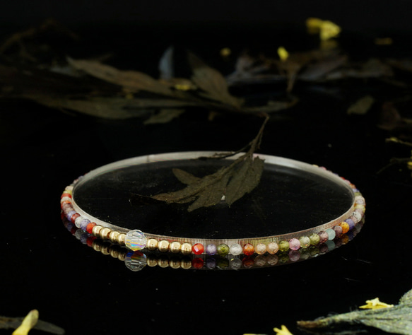 輕奢風彩虹鋯石14K包金 GF Swarovski 配珠水晶手鍊 ( Rainbow Zircon Bracelet ) 第5張的照片