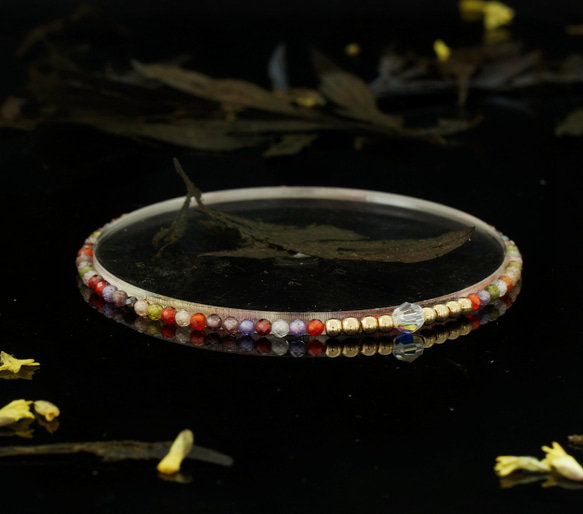 輕奢風彩虹鋯石14K包金 GF Swarovski 配珠水晶手鍊 ( Rainbow Zircon Bracelet ) 第1張的照片