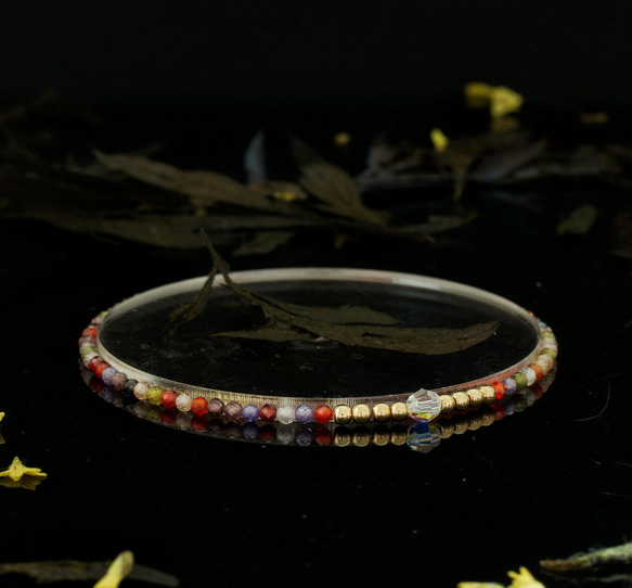 輕奢風彩虹鋯石14K包金 GF Swarovski 配珠水晶手鍊 ( Rainbow Zircon Bracelet ) 第2張的照片