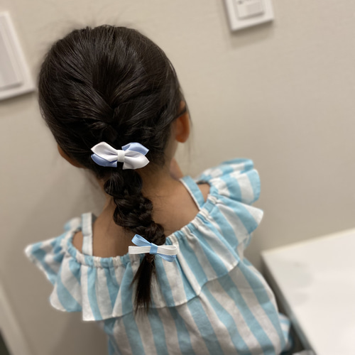 子供ヘアゴム グログランリボン 2色リボン 雑貨・その他 Haruwaka 通販  