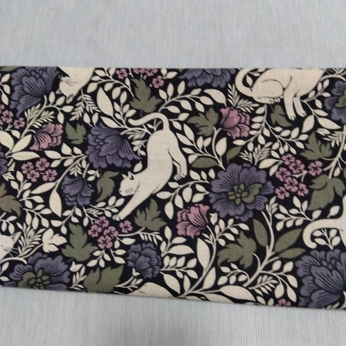 猫と植物柄 半幅帯＆半衿セット【セミオーダー】 和装小物（帯・半襟  