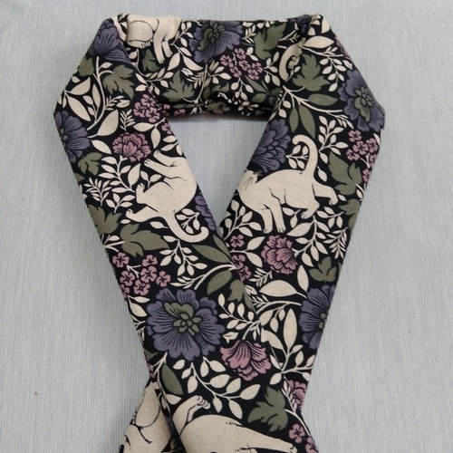 猫と植物柄 半幅帯＆半衿セット【セミオーダー】 和装小物（帯・半襟  