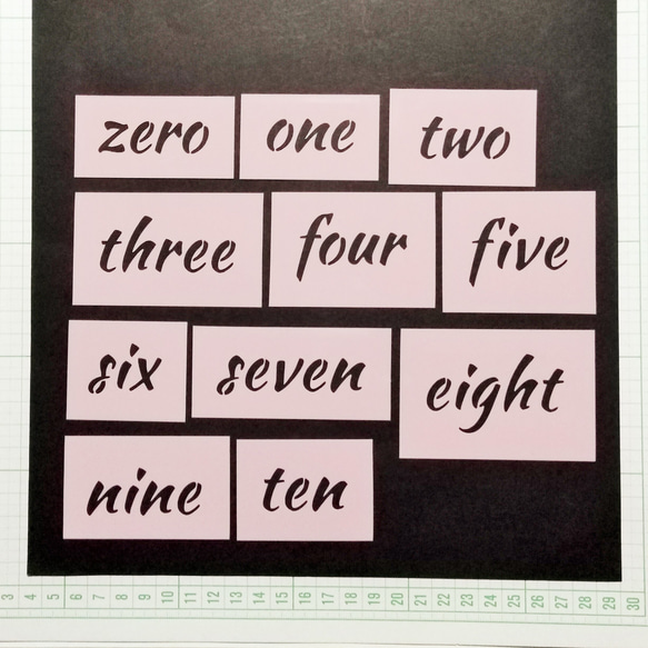 ✿ NO 118 ステンシルシート 英語数字 zero ～ ten 編み図