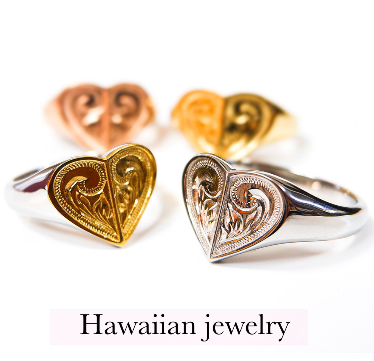 ハワイアンジュエリー ハート ゴツメ リング ユニセックス オシャレ　重ね付け　ペアリング　ユニセックス　記念日