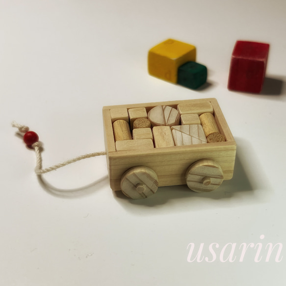ミニチュア小さな小さな木のおもちゃ（積み木車） その他置物 usarin