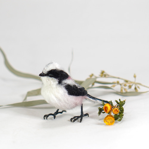 羊毛フェルト　野鳥　シマアジ雌 羊毛フェルト 野鳥 シマアジ雌