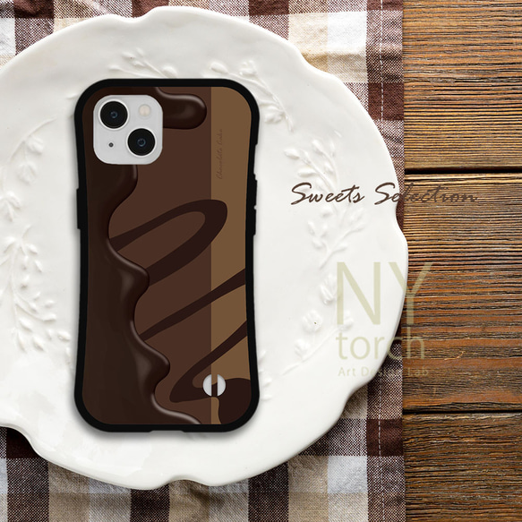 チョコレートケーキ グリップケース iPhone 各シリーズ対応 スイーツセレクション スマホケース 1枚目の画像