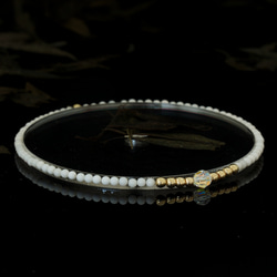 輕奢風純白瑪瑙14K包金 GF Swarovski 配珠水晶手鍊 ( White Agate Bracelet ) 第1張的照片