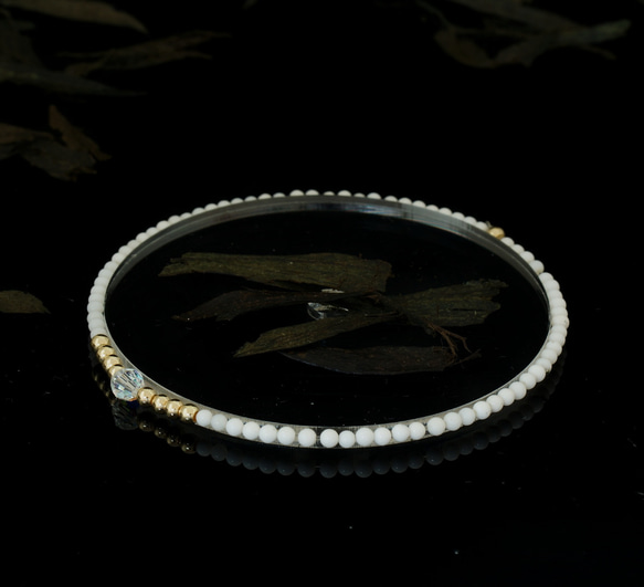 輕奢風純白瑪瑙14K包金 GF Swarovski 配珠水晶手鍊 ( White Agate Bracelet ) 第8張的照片
