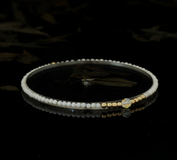 輕奢風純白瑪瑙14K包金 GF Swarovski 配珠水晶手鍊 ( White Agate Bracelet ) 第5張的照片