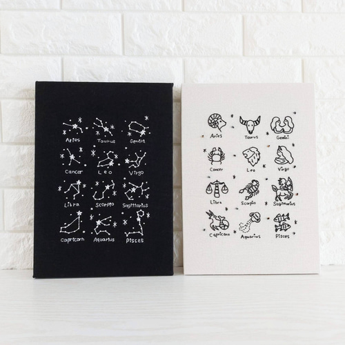 十二星座の刺繍ファブリックパネル 壁掛け タペストリー・壁掛け EFFüE