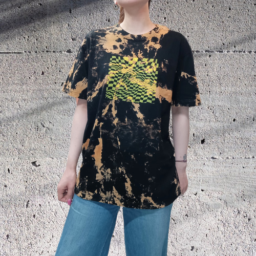 SSD checker warp タイダイブリーチ染めTshirt:L Tシャツ Hand Made ...