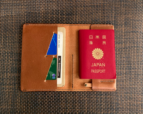 [右護照棕色地板皮革] 國際駕照與 SIM 卡護照套 PPC-06br2 230717 第2張的照片