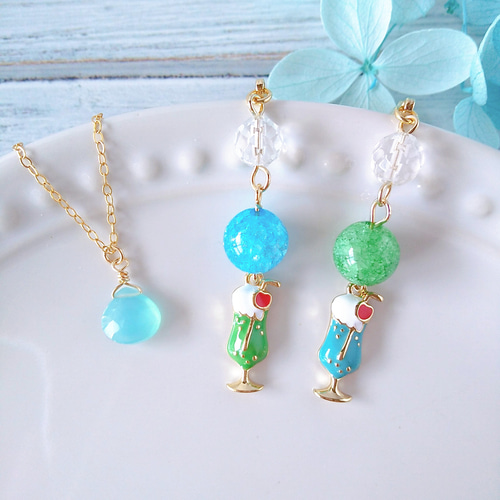 14kgf～海の雫～シーブルーカルセドニーのネックレス/シンプル/夏