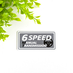 ４.５×９cm【MT車 6速 マグネットステッカー/シルバーグレー】6SPEED ミッション車 マニュアル エンスト 1枚目の画像