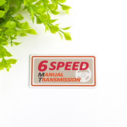 ４.５×９cm【MT車 6速 マグネットステッカー/ベージュレッド】6SPEED ミッション車 マニュアル エンスト 1枚目の画像