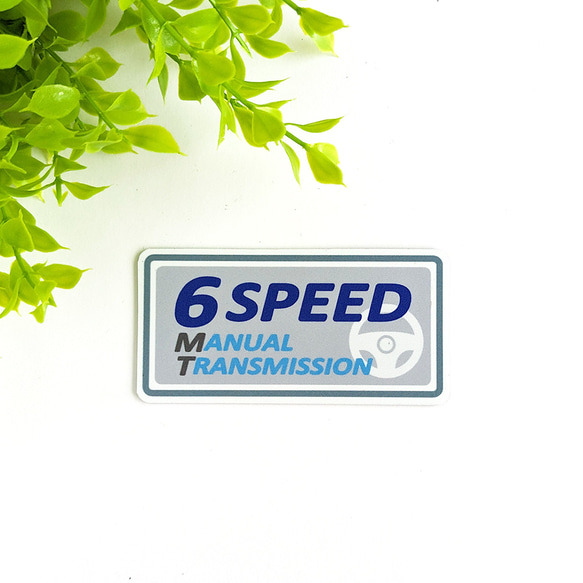 ４.５×９cm【MT車 6速 マグネットステッカー/アッシュブルー】6SPEED ミッション車 マニュアル エンスト 1枚目の画像