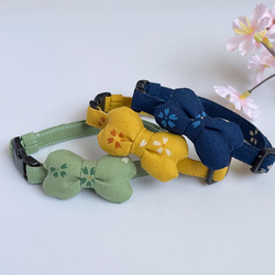 【豐滿櫻花花瓣絲帶x黃綠色】貓項圈 貓項圈 第3張的照片