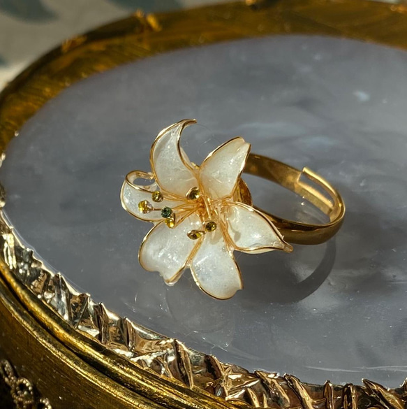 追加用 白百合の指輪【ディップアートのサージカルステンレス製