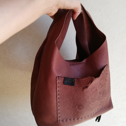 my Bag -mini-　チョコレート✗黒色　ピッグスキンレザー 15枚目の画像