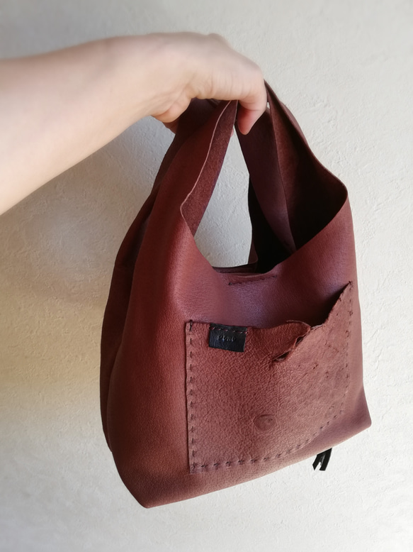 my Bag -mini-　チョコレート✗黒色　ピッグスキンレザー 15枚目の画像