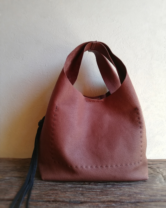 my Bag -mini-　チョコレート✗黒色　ピッグスキンレザー 10枚目の画像