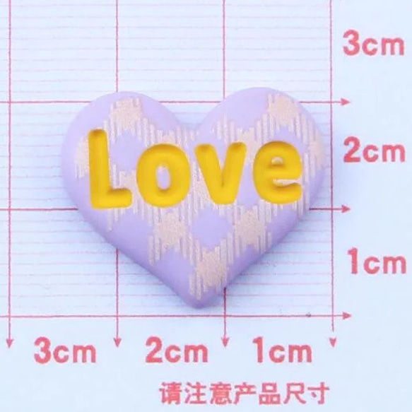 ＼30%OFF／【3個】デコパーツ★LOVEハート[全6種] 5枚目の画像