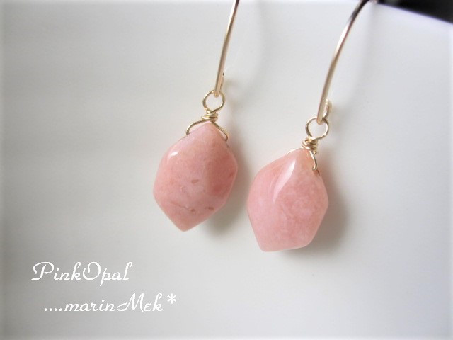 【marinMek*】14kgf ピンクオパールのピアス