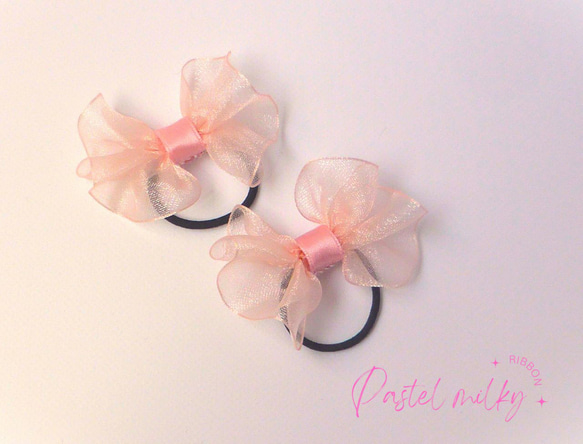 オーガンジーリボンヘアゴム  メリーゴーランド オーガンジーリボン ヘアゴム メリーゴーランド