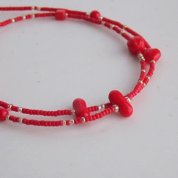 Design necklace ガラスビーズ デザインネックレス 赤 レッド 5枚目の画像