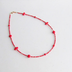 Design necklace ガラスビーズ デザインネックレス 赤 レッド 7枚目の画像