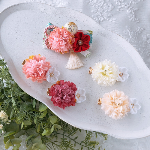 和風リボンの髪飾りセット【#白2】』七五三 ひな祭り 誕生日 雑貨  